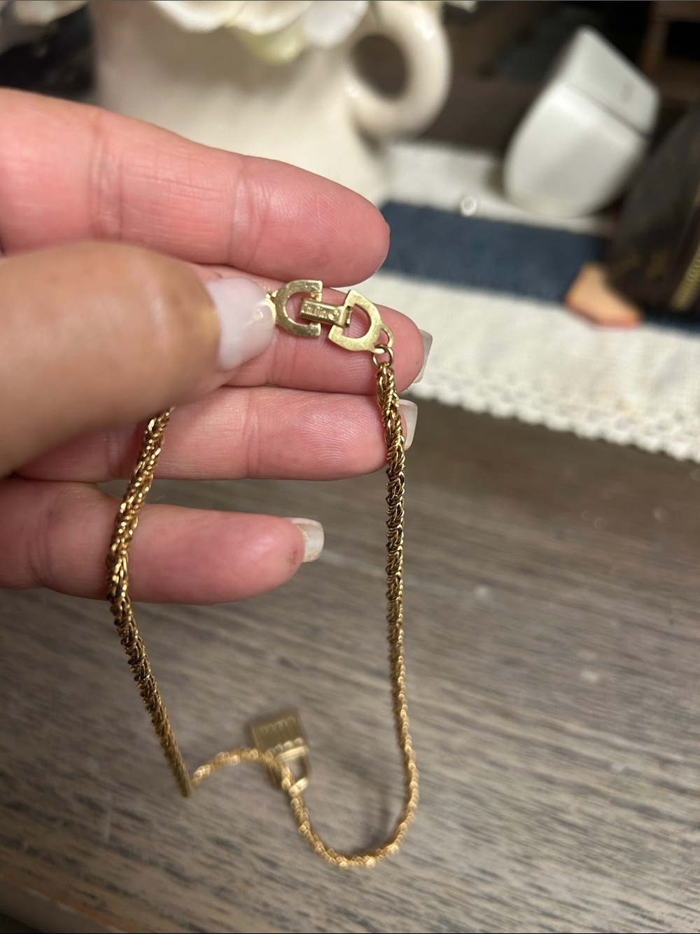 Dior Gold-Tone Mini Padlock Charm Necklace - Picture 3 of 4